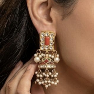 Red Coral Jhumka 
